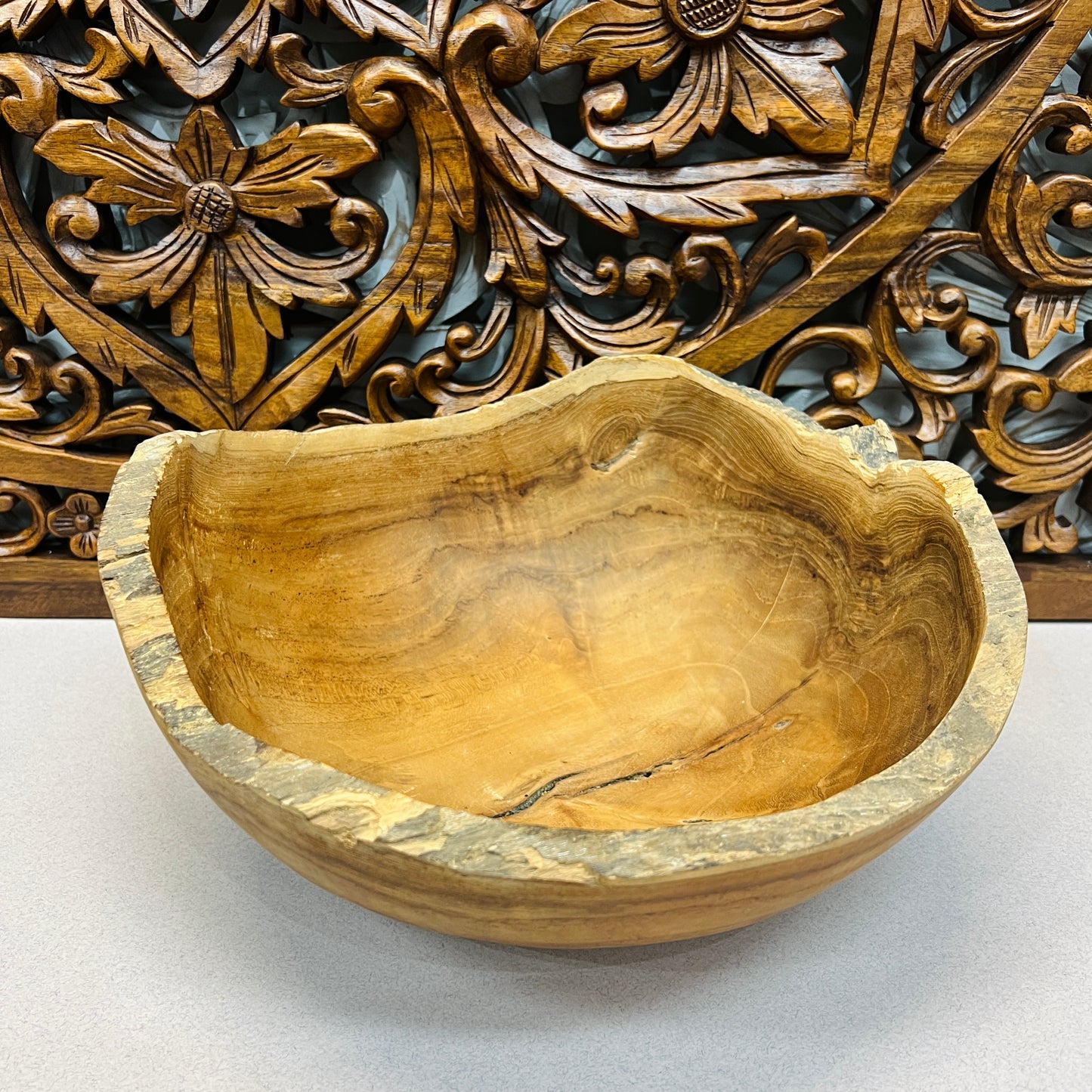 Rustic Teak Wood Raw Edge Bowl