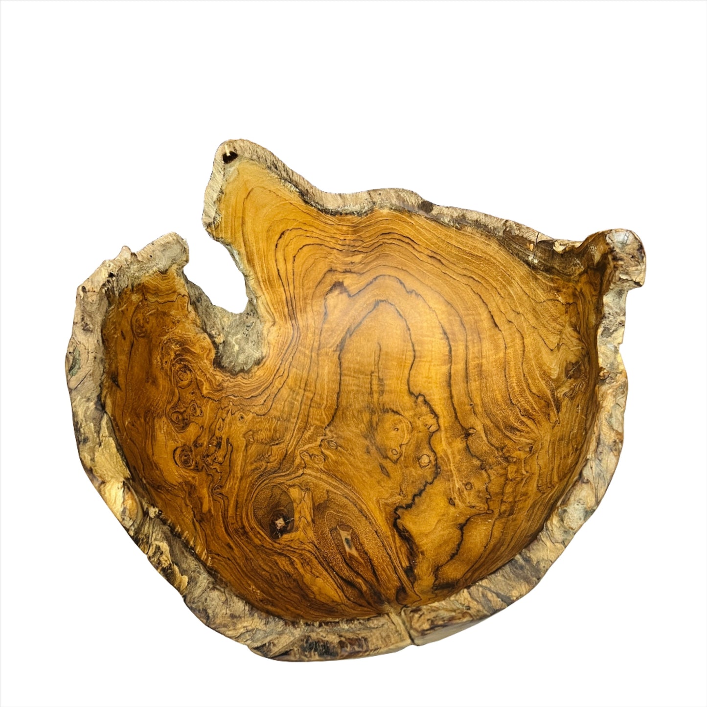 Rustic Teak Wood Raw Edge Bowl