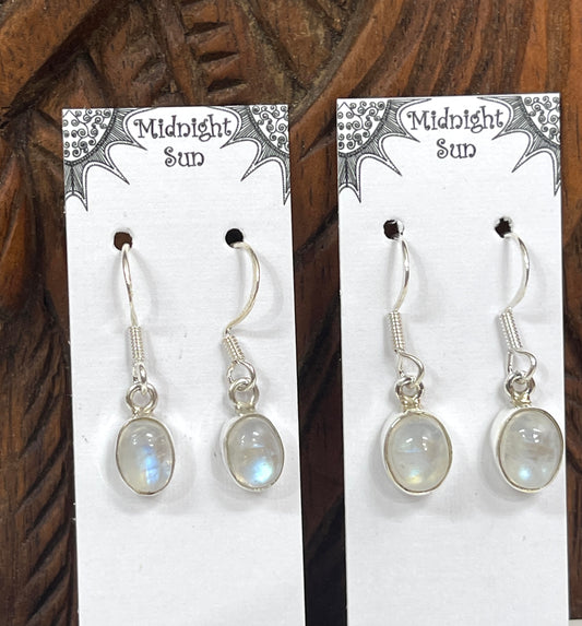 Rainbow Moonstone Oval Earrings - 2 sizes Available