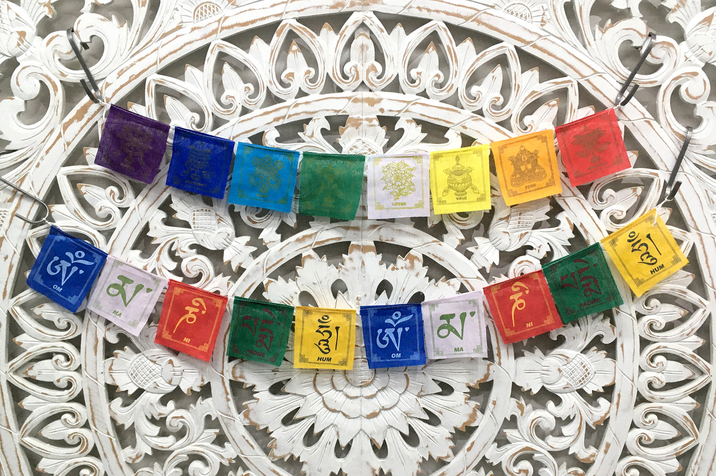 Om Mani Padme Hum Prayer of Compassion Flag