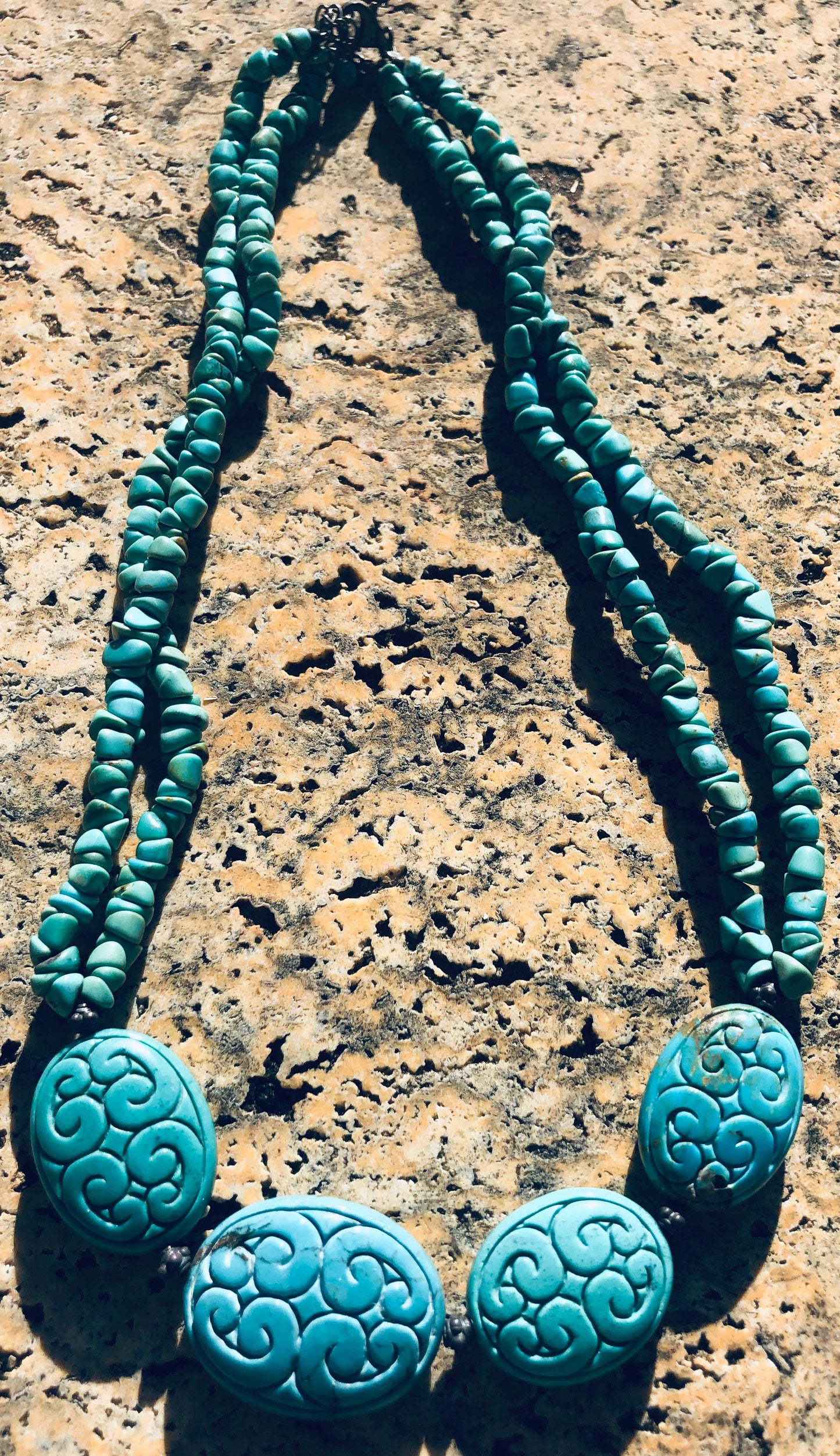 Hand carved Natural Turquoise Necklace