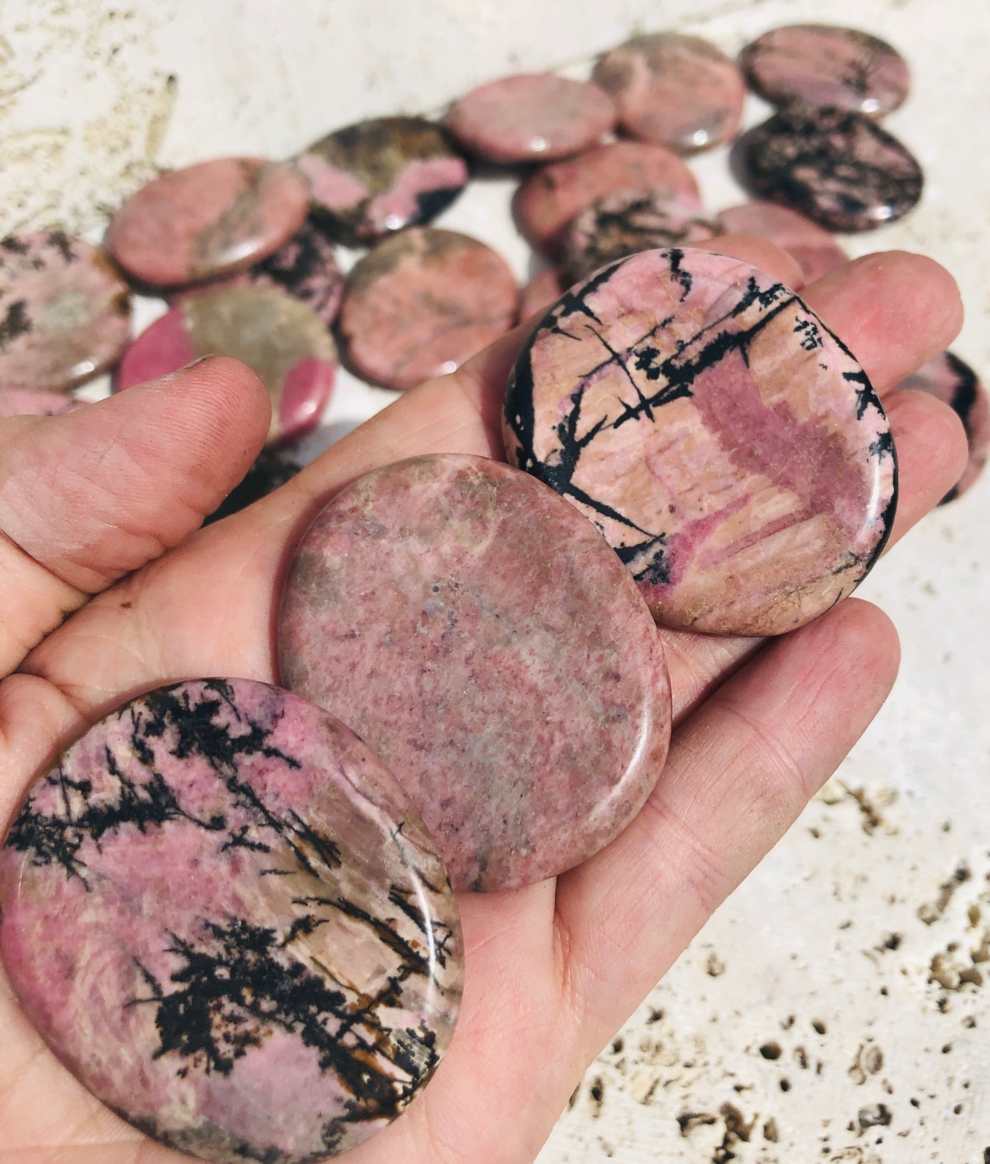 Rhodonite Worry Stones
