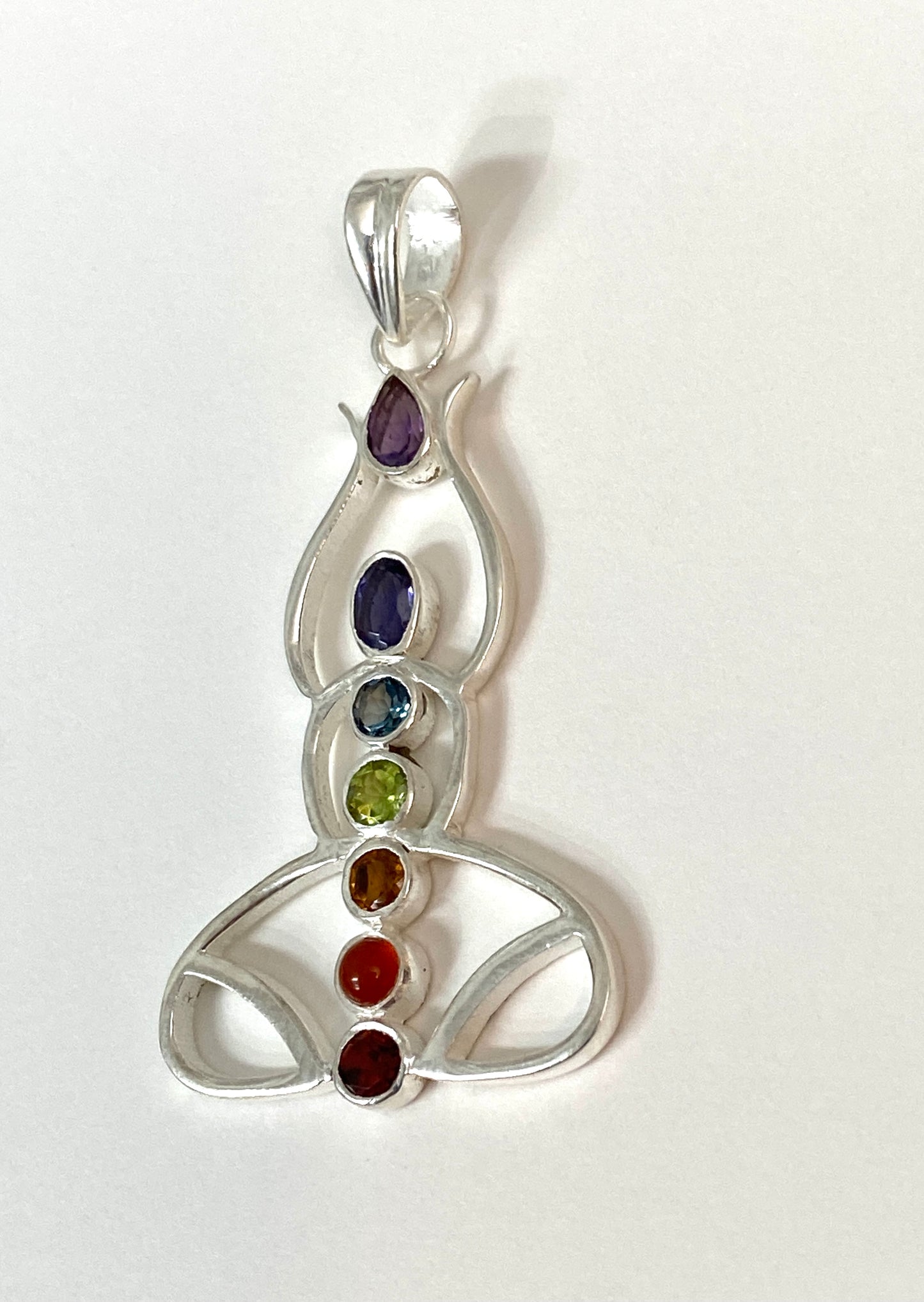 Sterling Silver Chakra Yogi Pendant 55mm x 30mm
