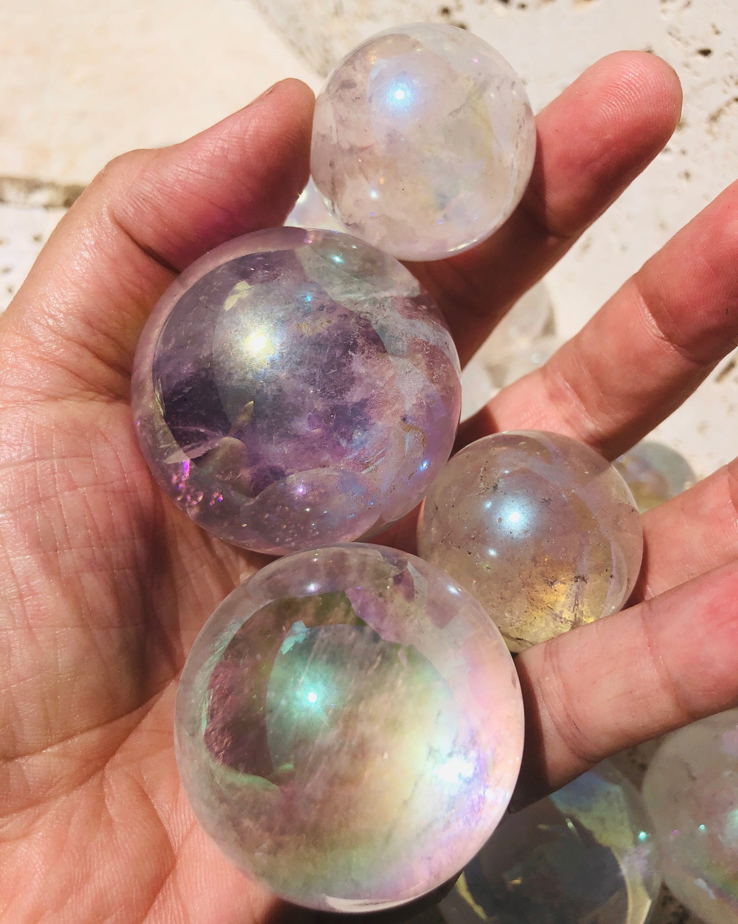 Angel Aura Quartz Crystal Spheres