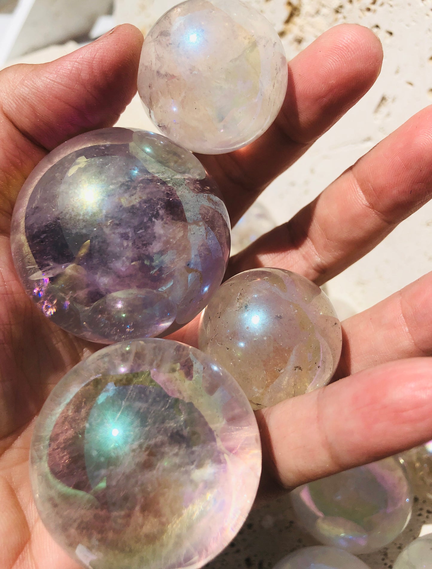 Angel Aura Quartz Crystal Spheres