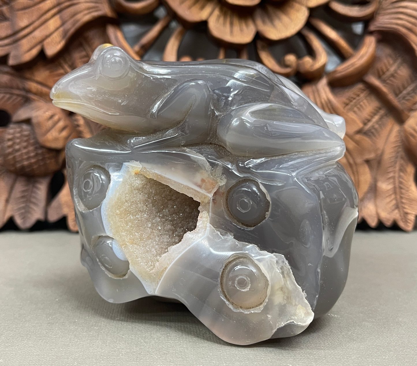 Carved Agate Frog
