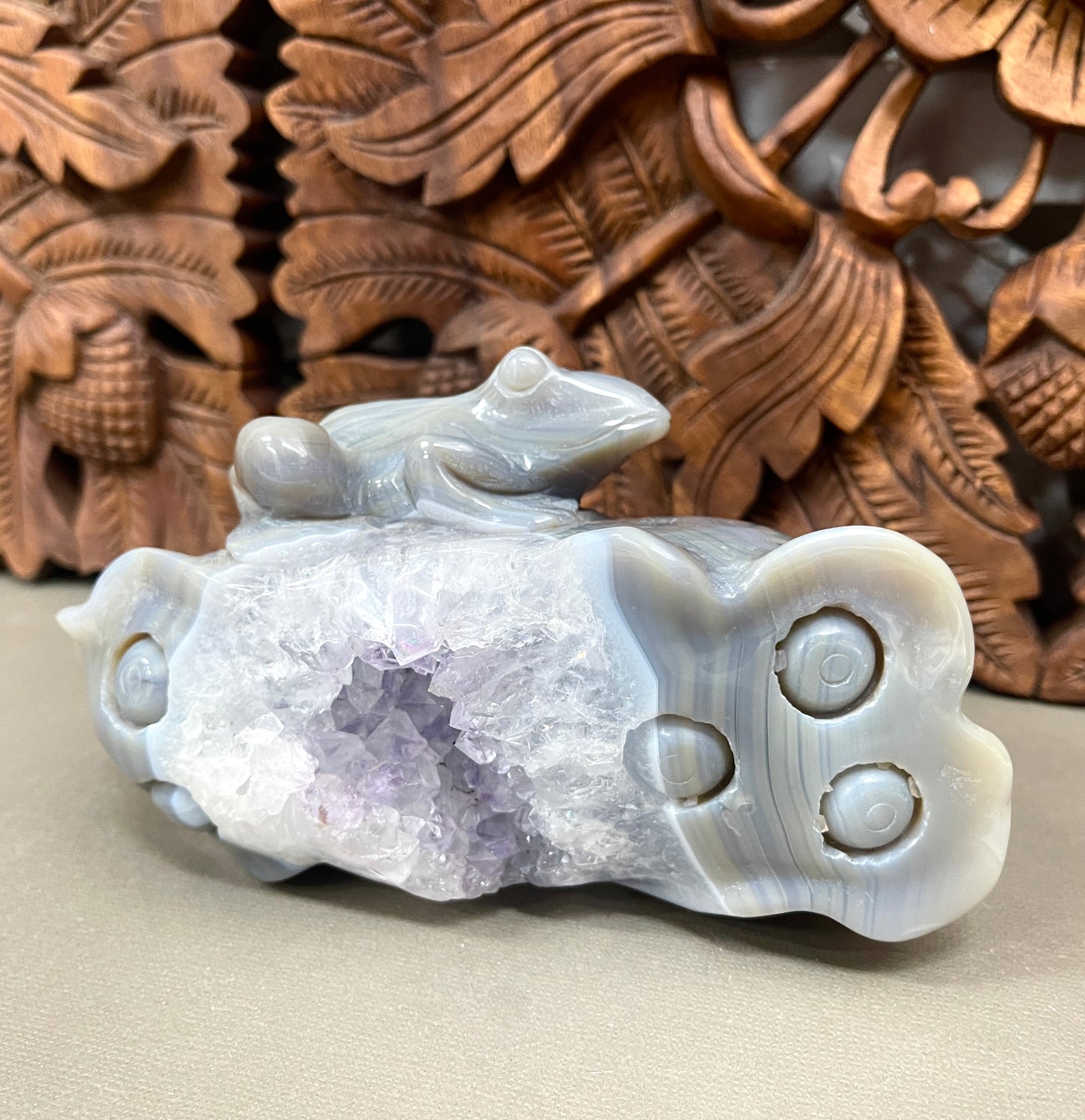 Carved Amethyst Frog