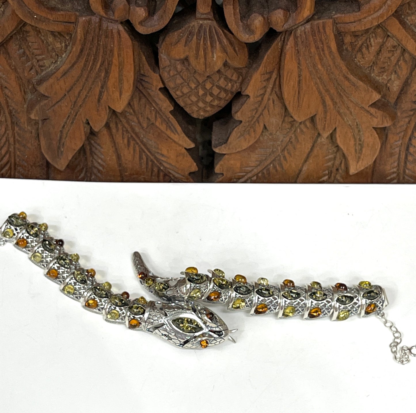 Tri Color Amber Snake Bracelet