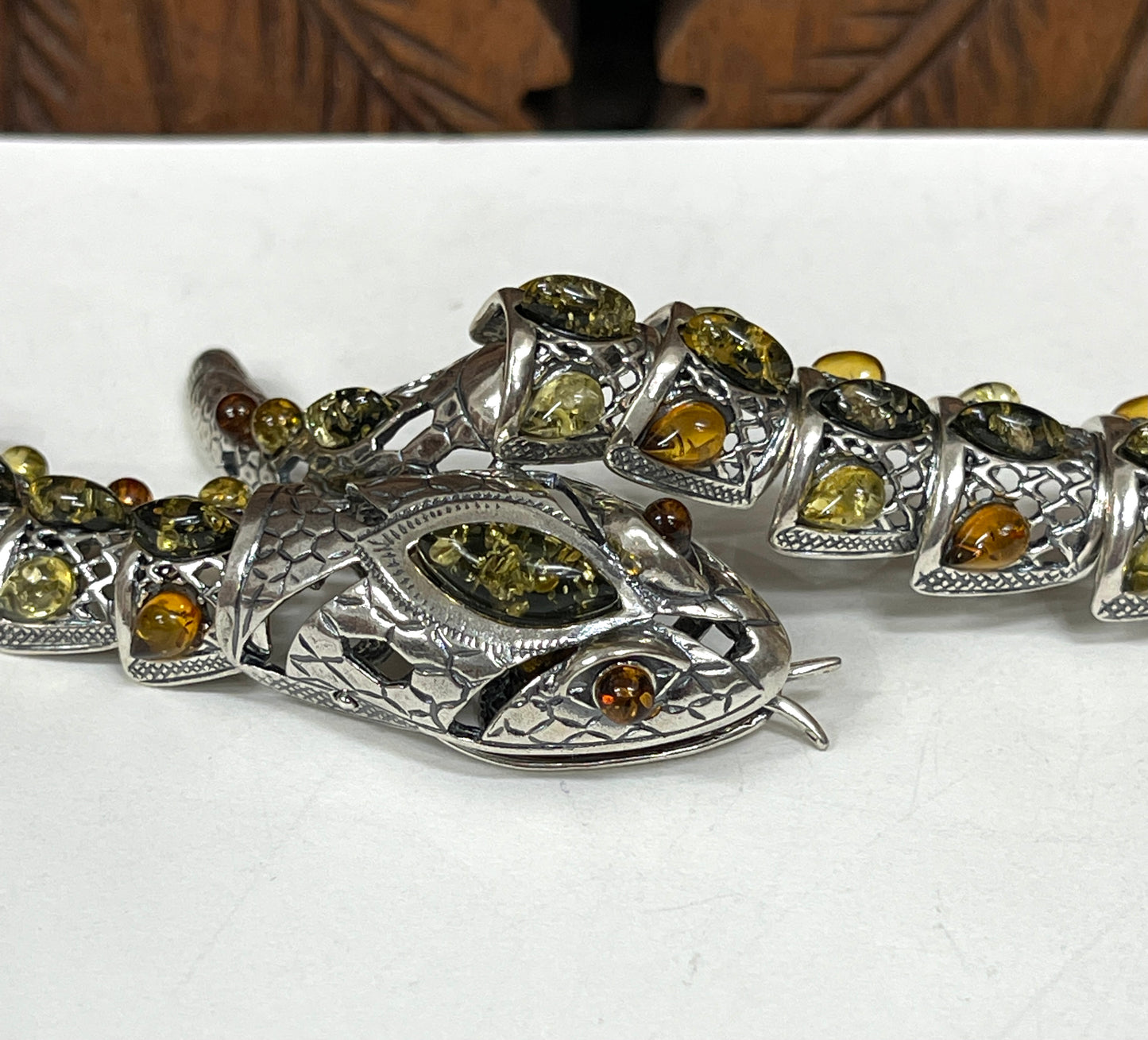 Tri Color Amber Snake Bracelet