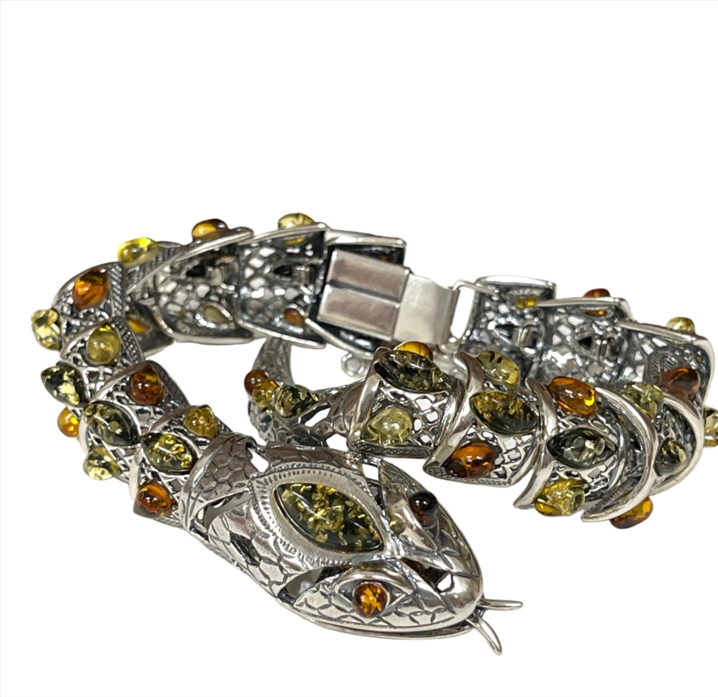 Tri Color Amber Snake Bracelet