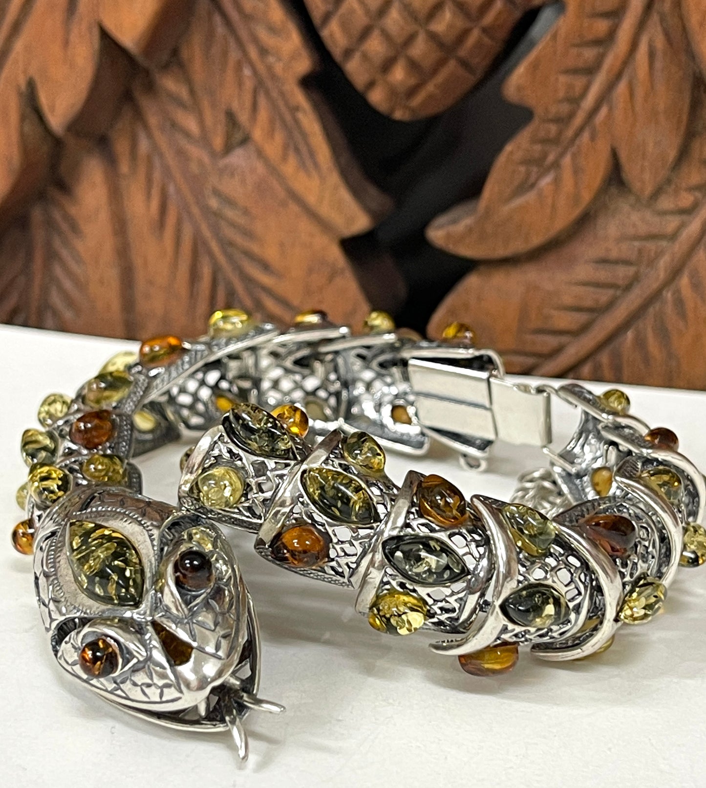 Tri Color Amber Snake Bracelet