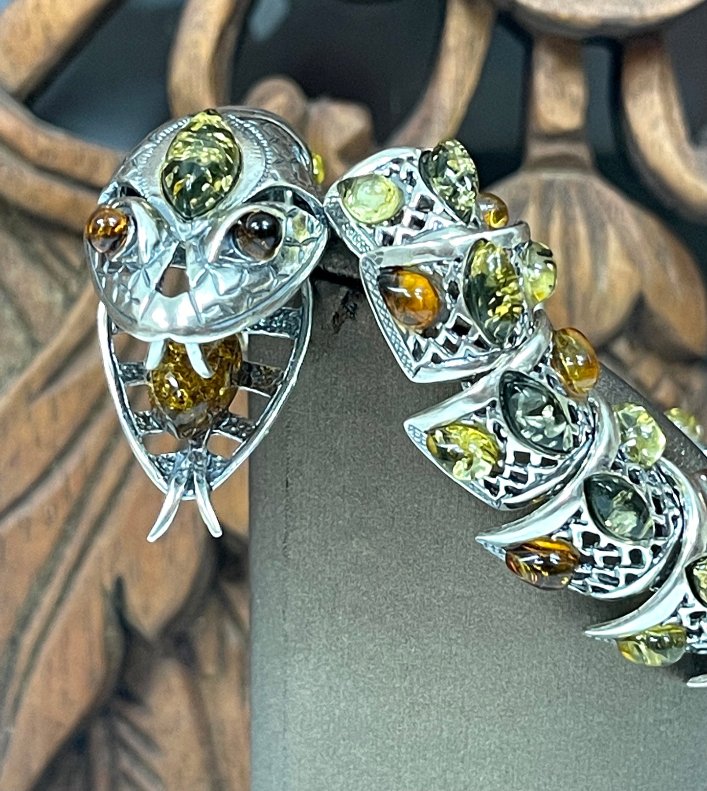 Tri Color Amber Snake Bracelet