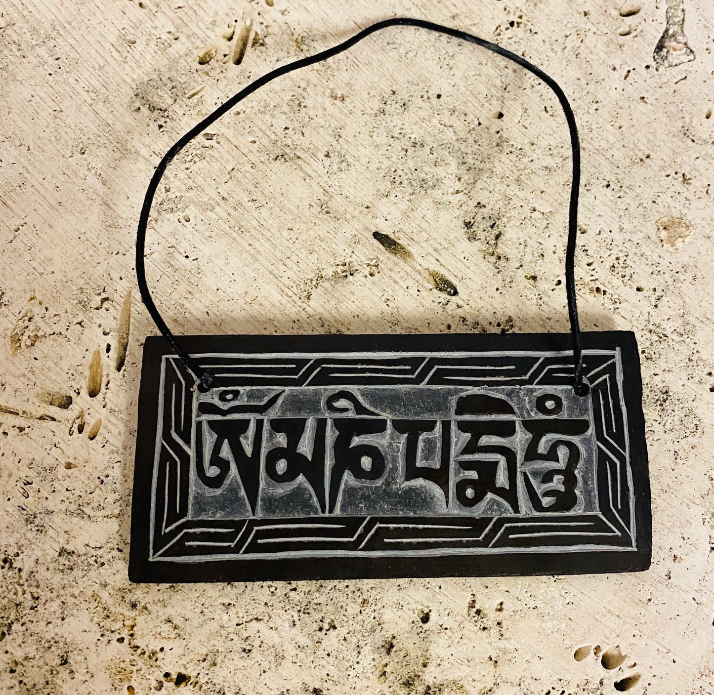 Hand Carved Mani Stone Wall Plaque- Om Mani Padme Hum- Available in 2 Sizes