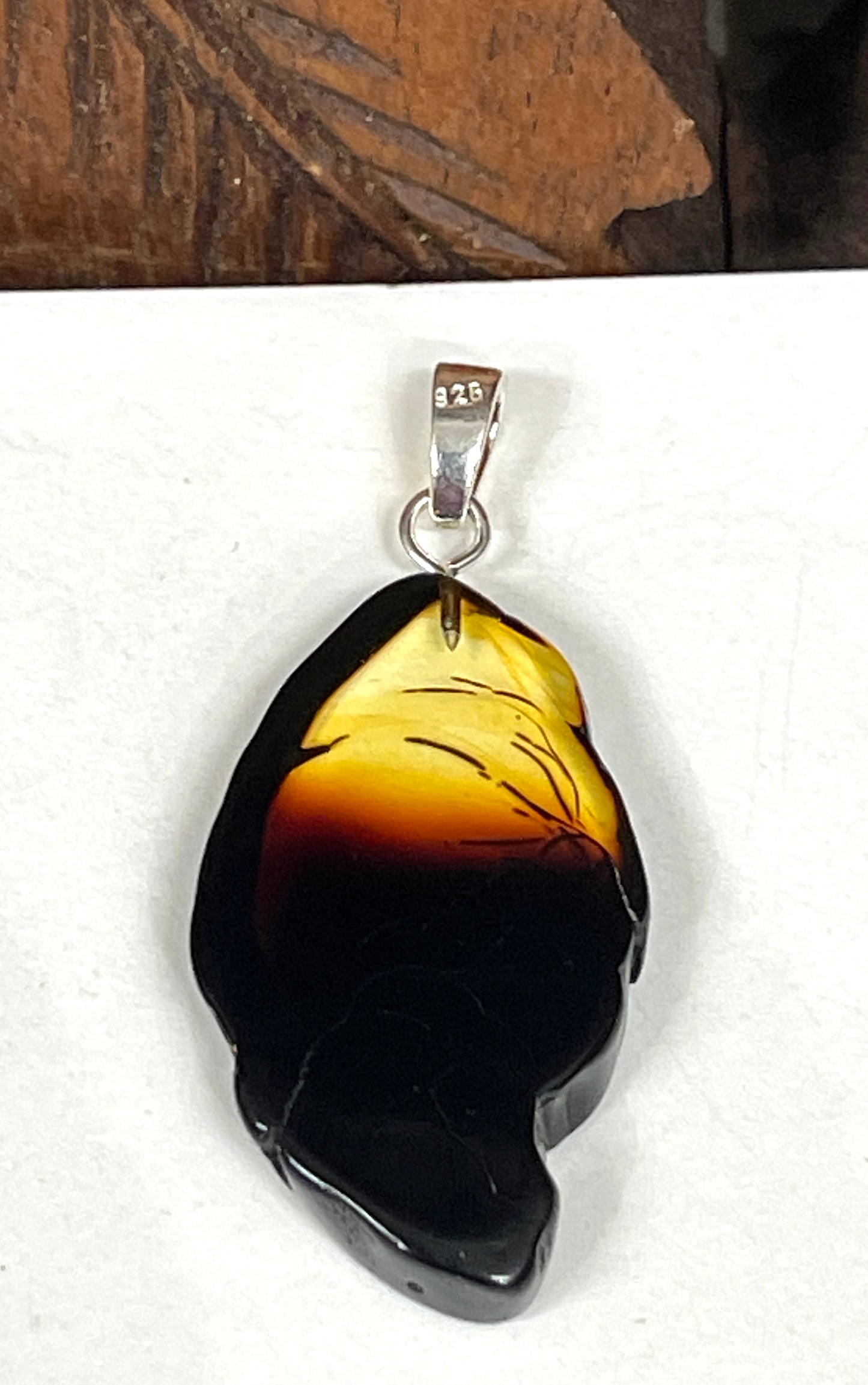 Natural Tri Color Amber Slice Pendants