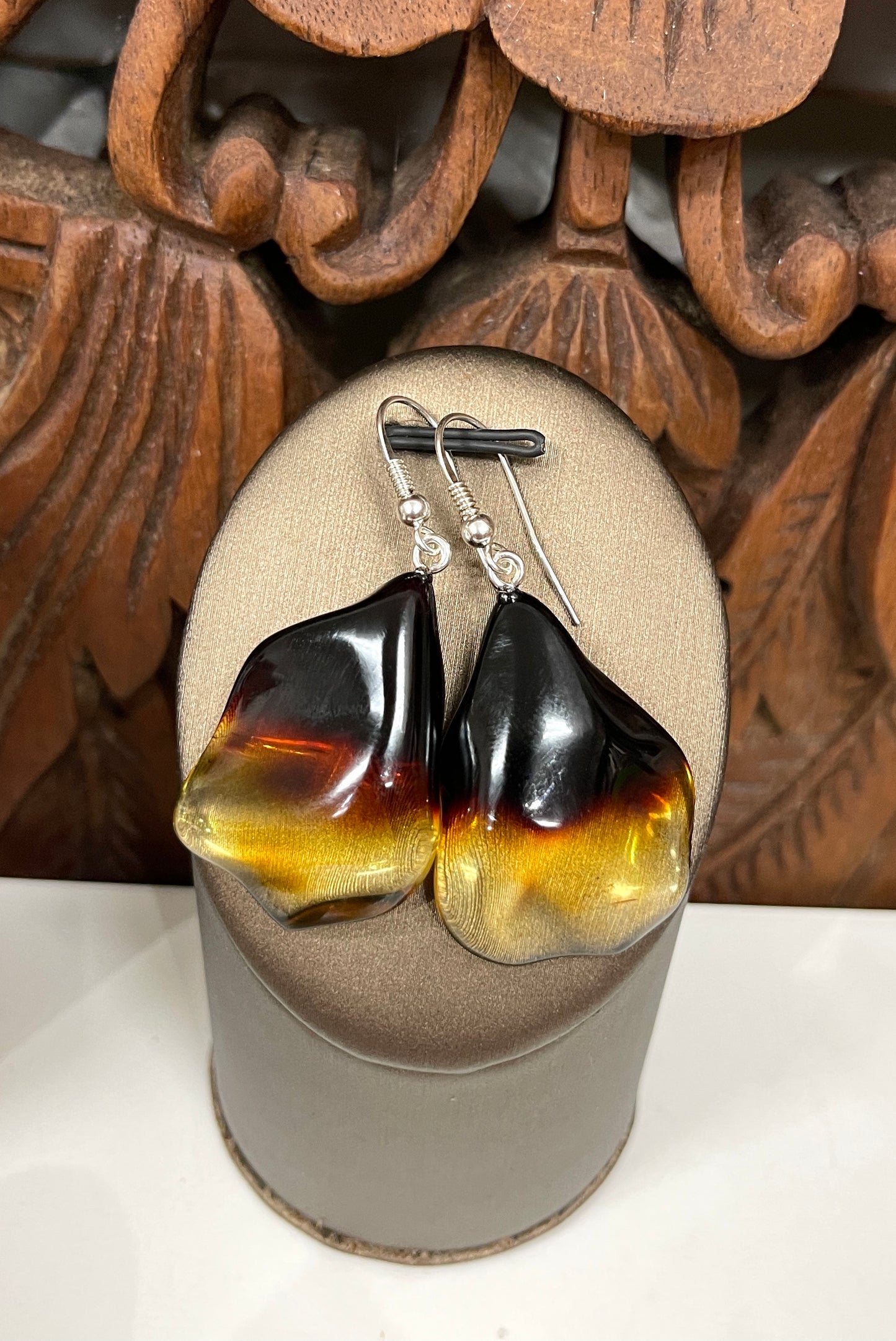 Natural Tri Color Amber Drop Earrings