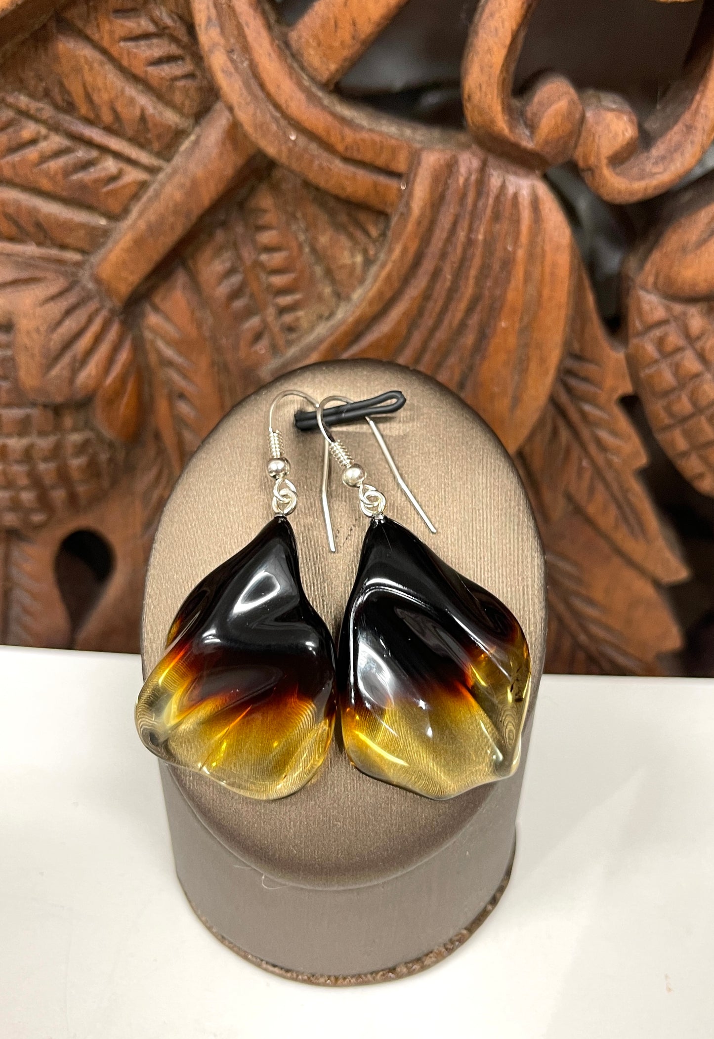 Natural Tri Color Amber Drop Earrings