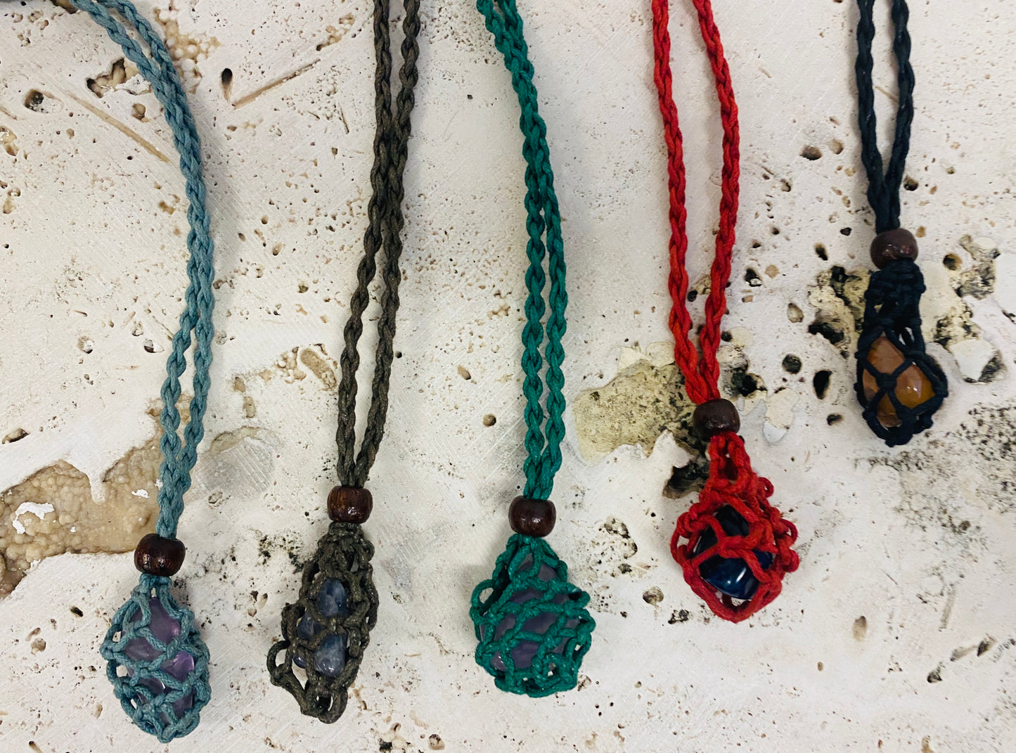 Macramé Crystal Bag Necklace