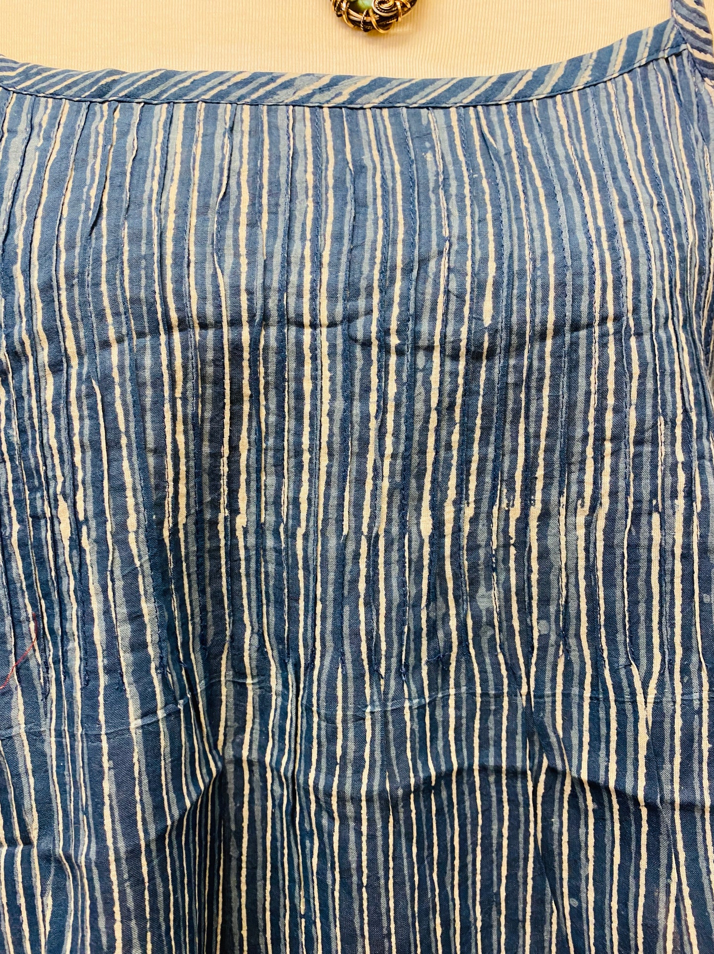 Hand Block Print Indigo Cotton Tank Top with pleated detail on top - 4 Patterns Available
