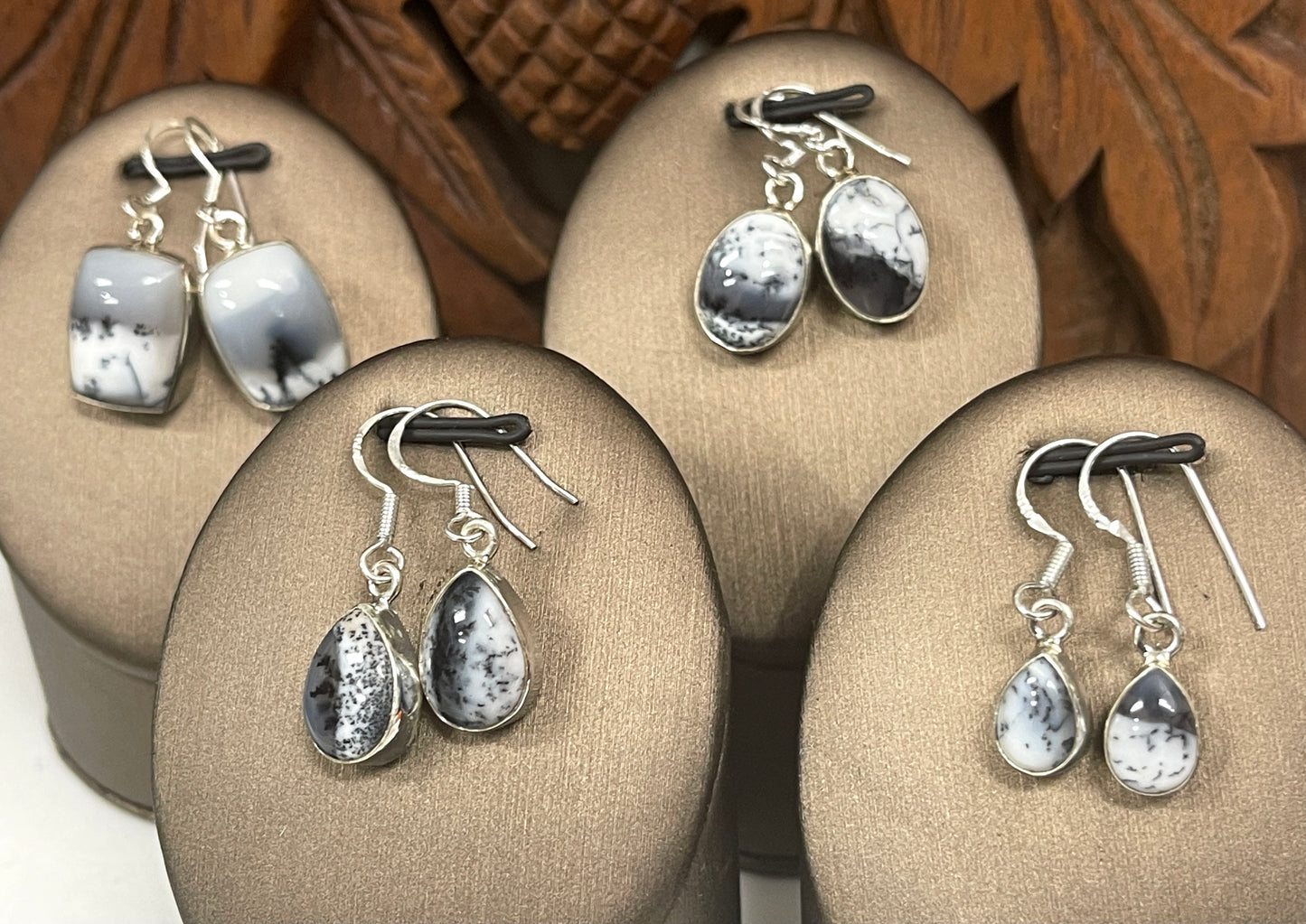 Dendritic Opal Freeform Earrings