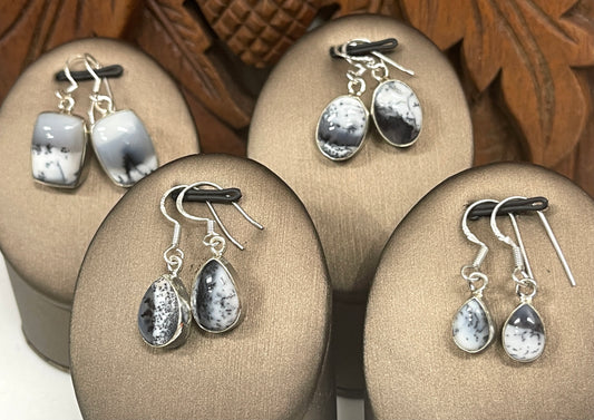 Dendritic Opal Freeform Earrings