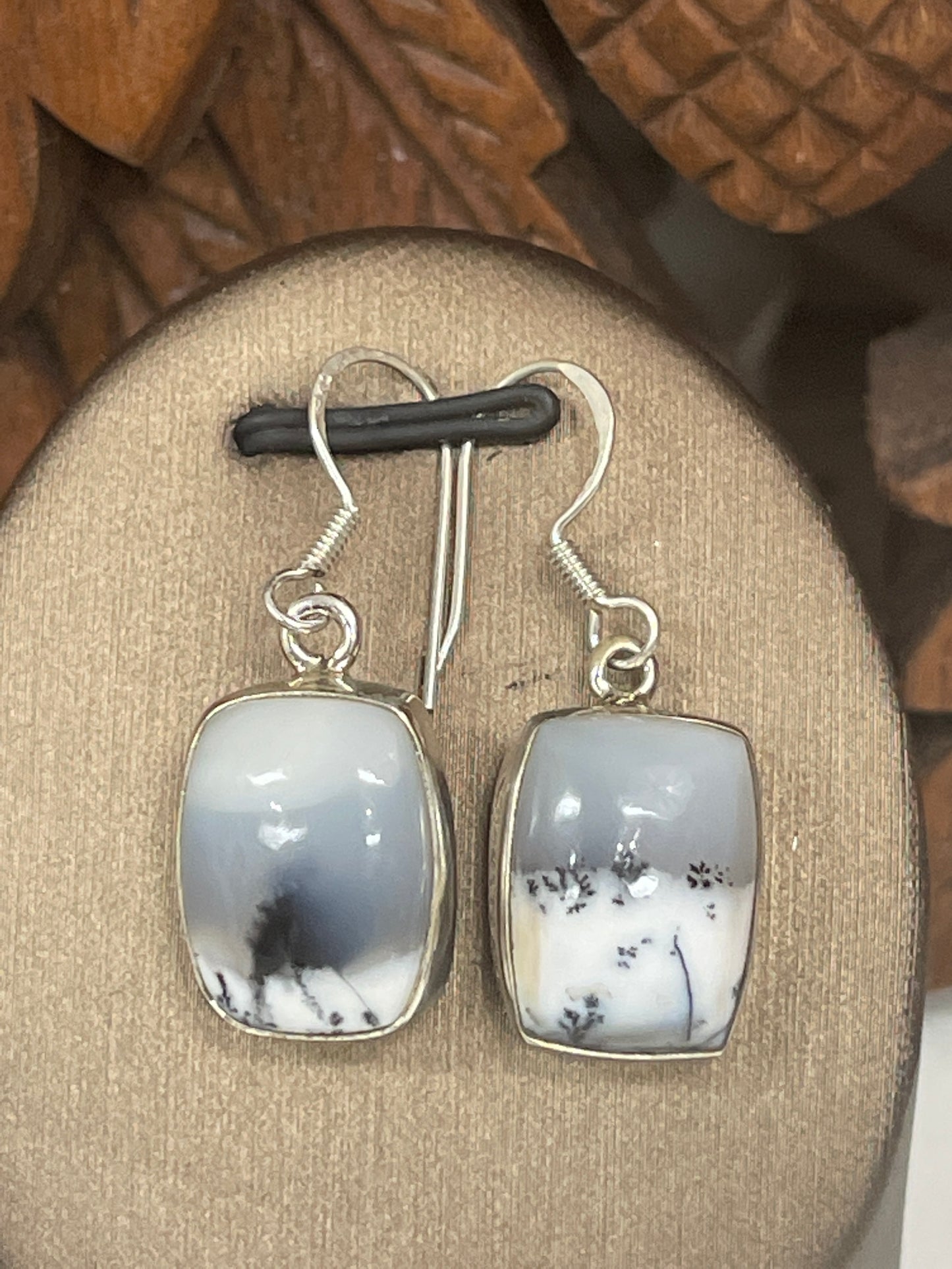 Dendritic Opal Freeform Earrings