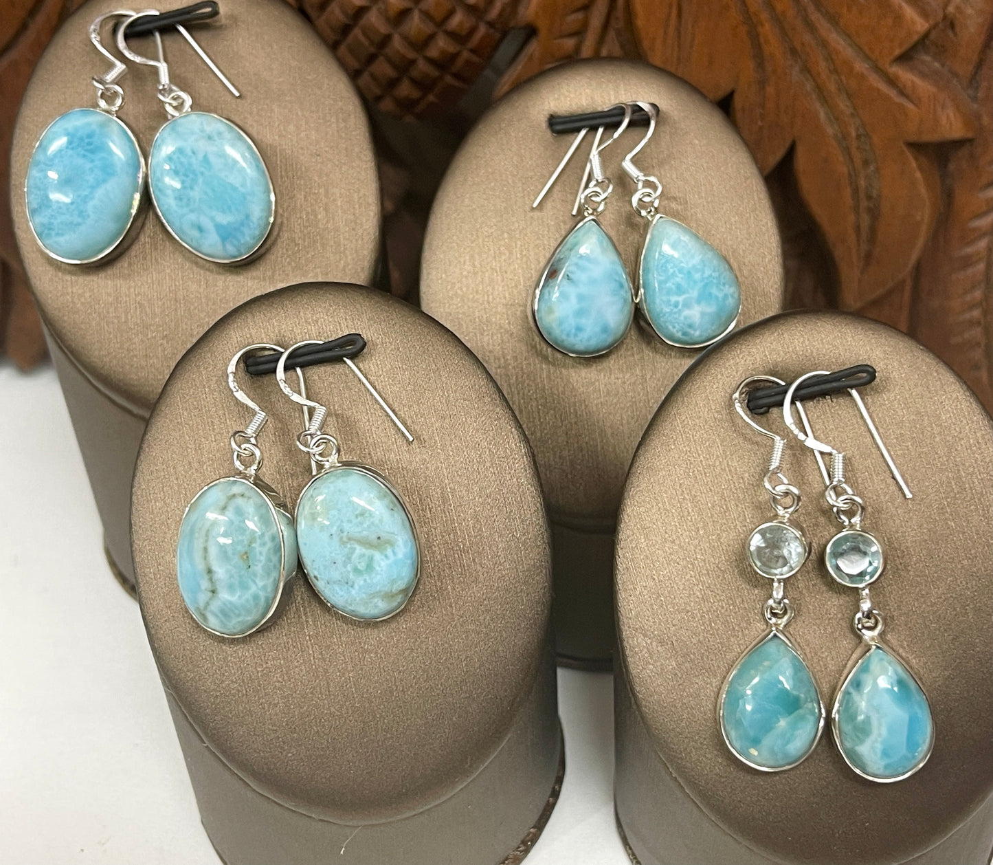 Larimar Sterling Silver Earrings - 4 sizes Available
