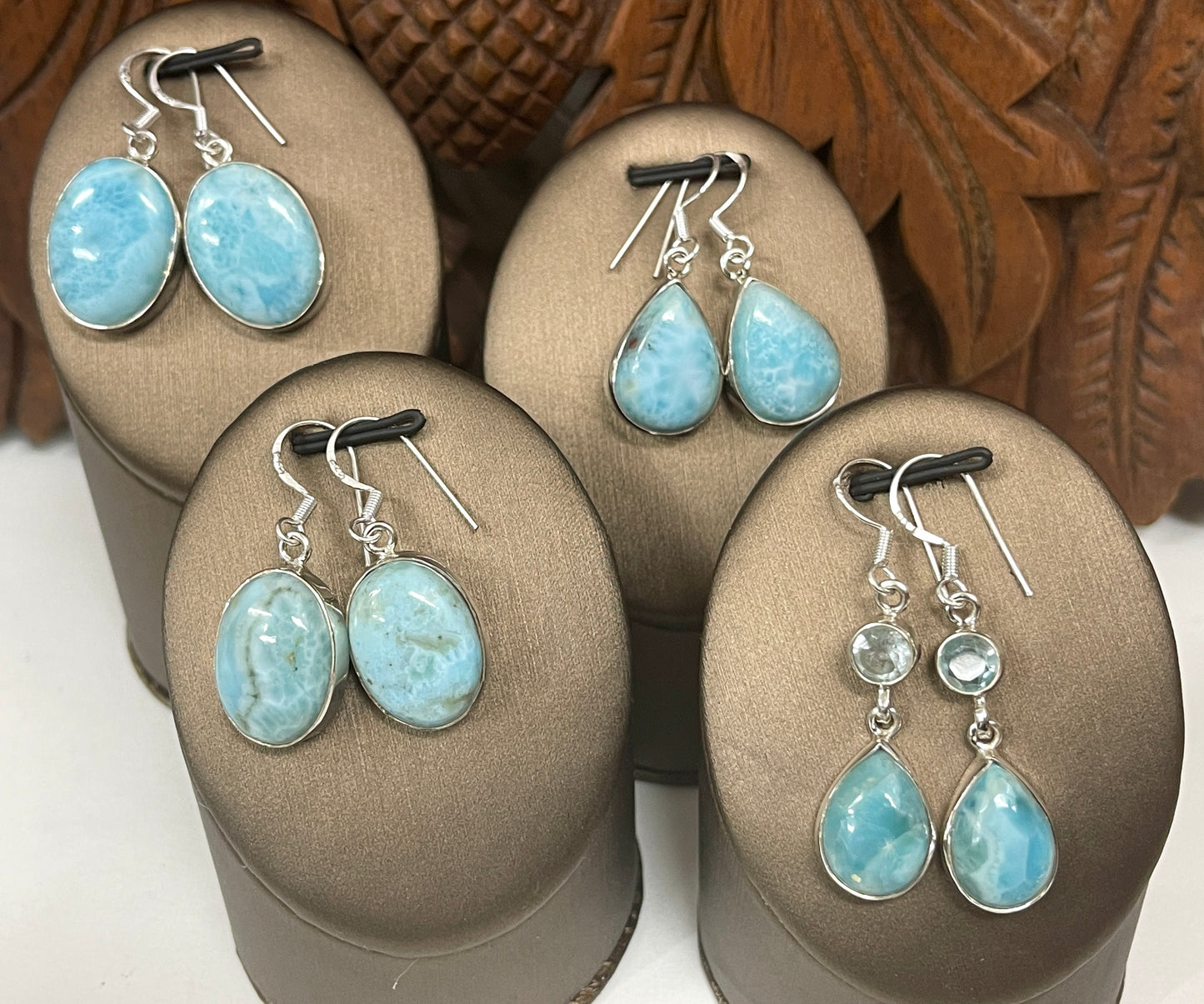 Larimar Sterling Silver Earrings - 4 sizes Available