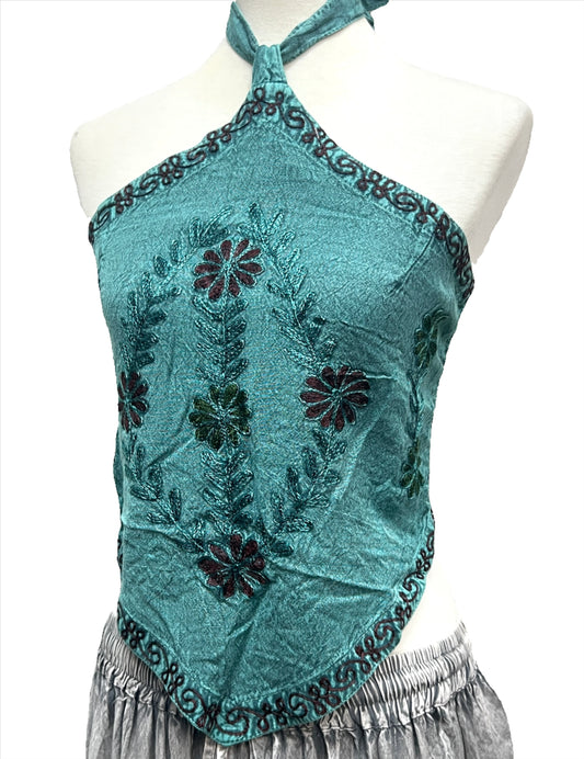 Embroidered Halter Top