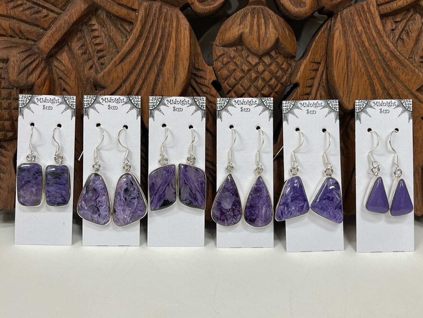 Charoite Earrings Sterling Silver