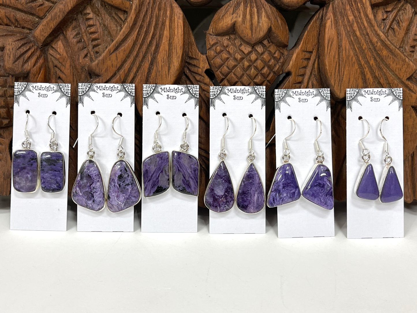 Charoite Earrings Sterling Silver