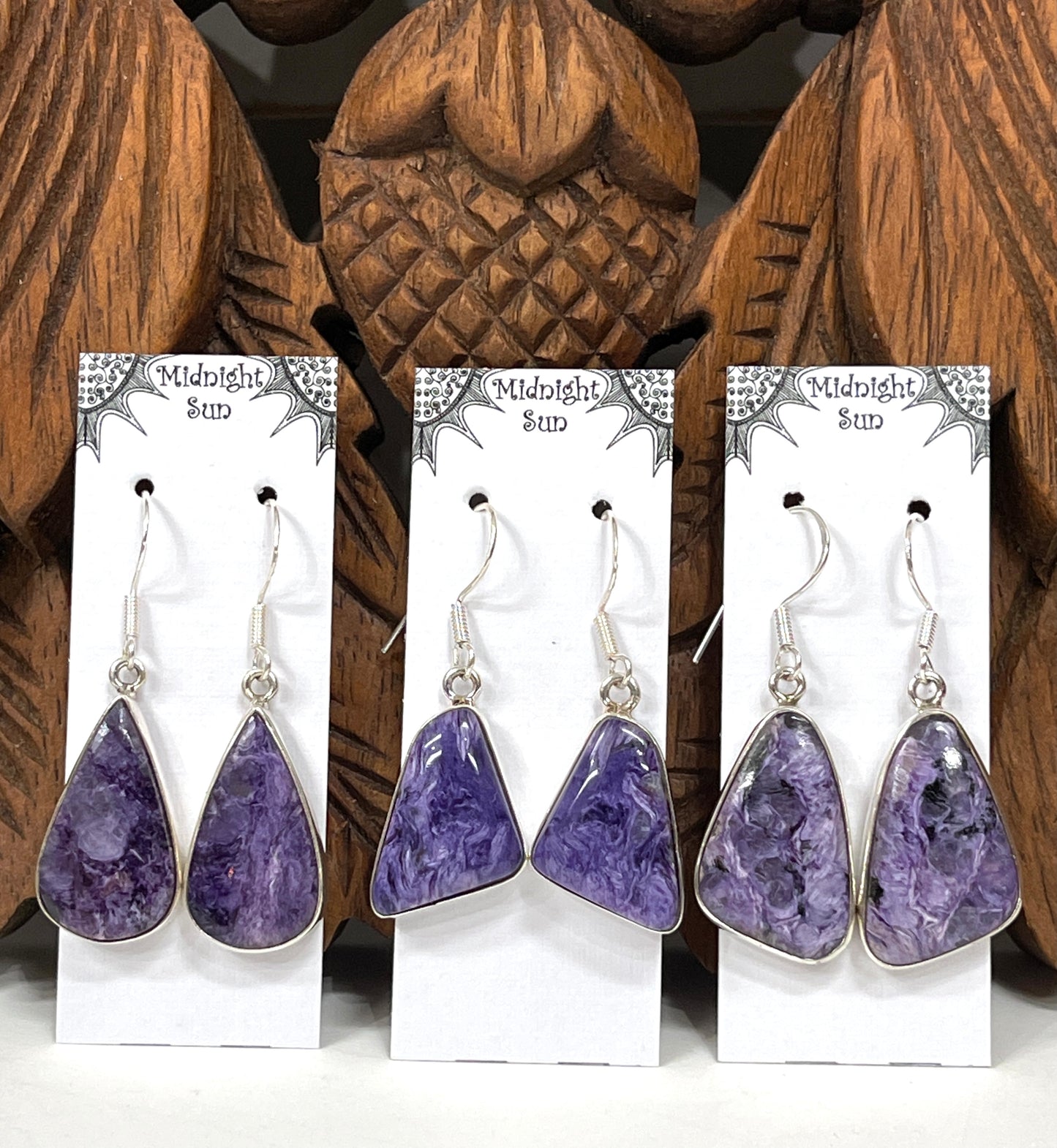 Charoite Earrings Sterling Silver