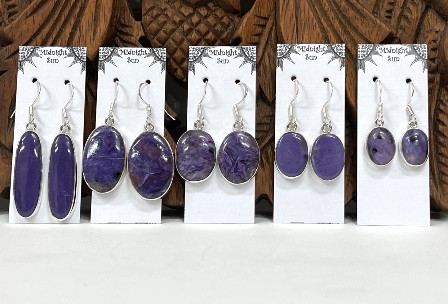 Charoite Earrings Sterling Silver