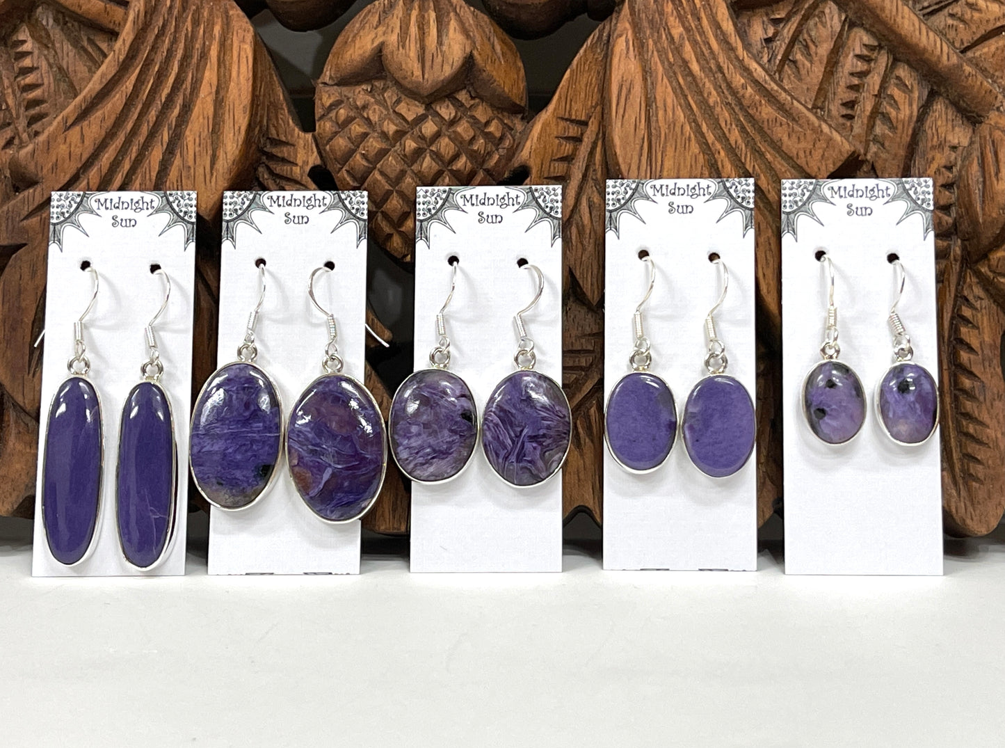 Charoite Earrings Sterling Silver