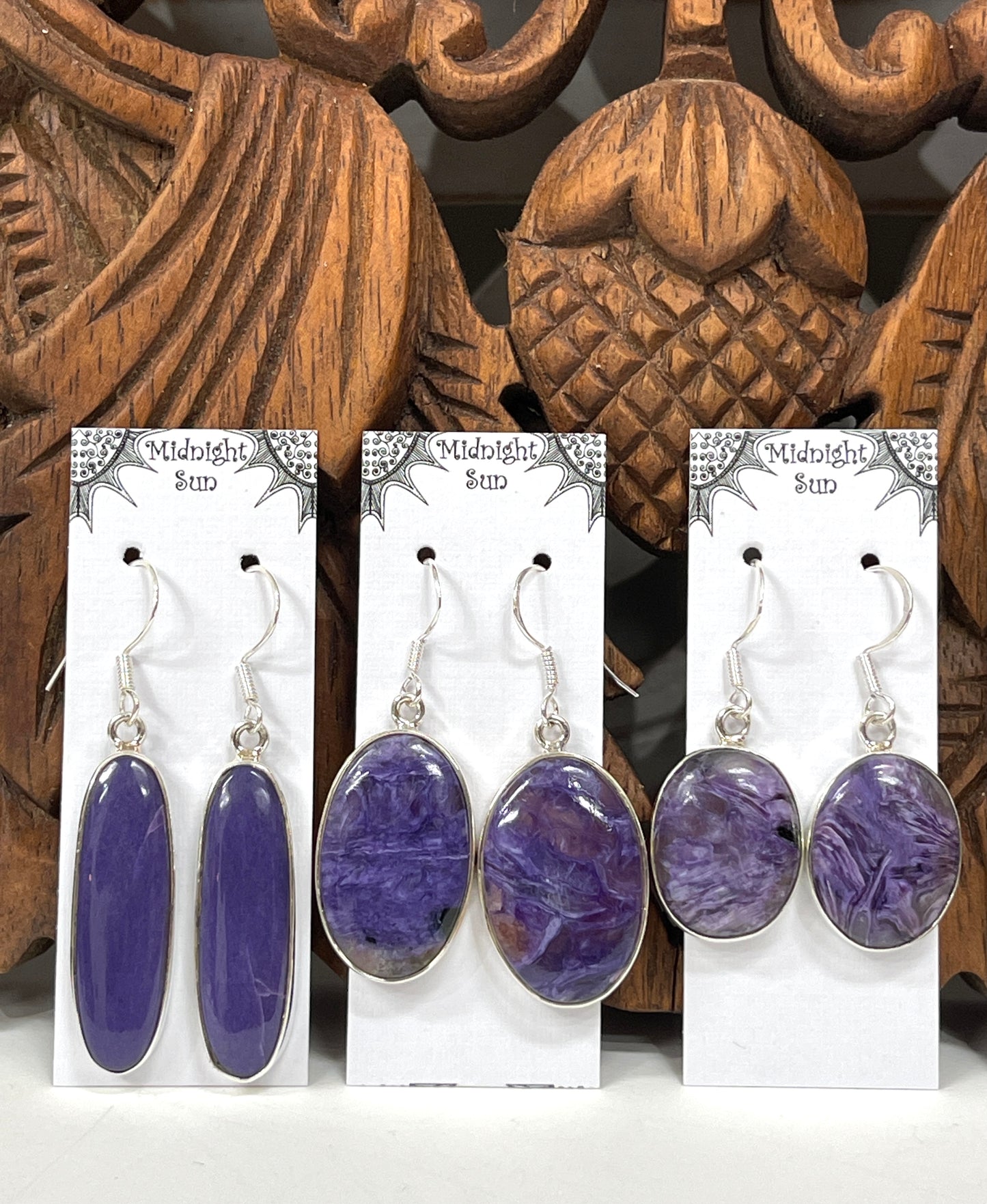 Charoite Earrings Sterling Silver