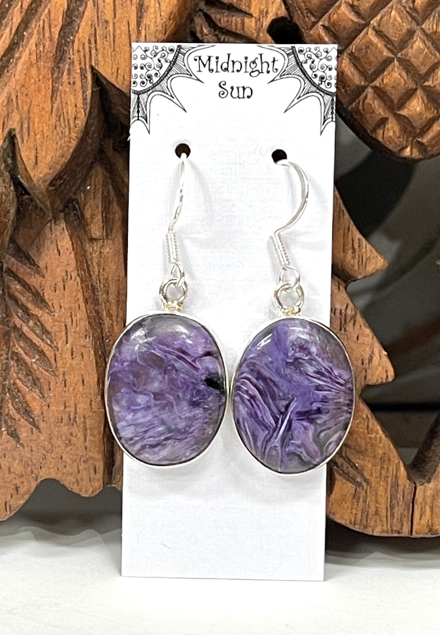 Charoite Earrings Sterling Silver