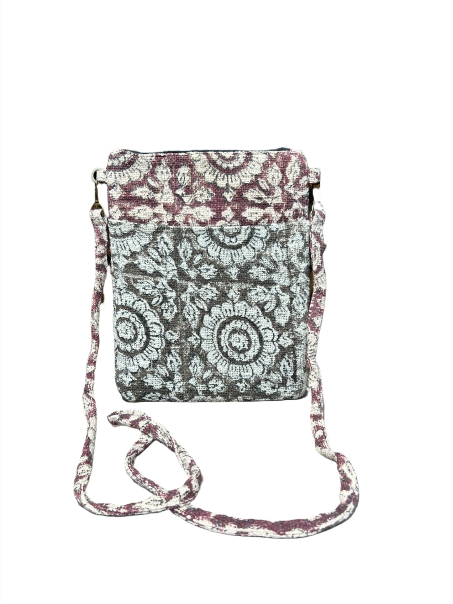 Flower Block Print Passport Bag