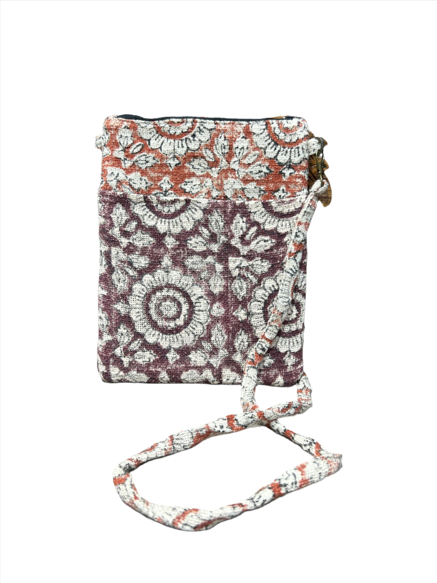 Flower Block Print Passport Bag