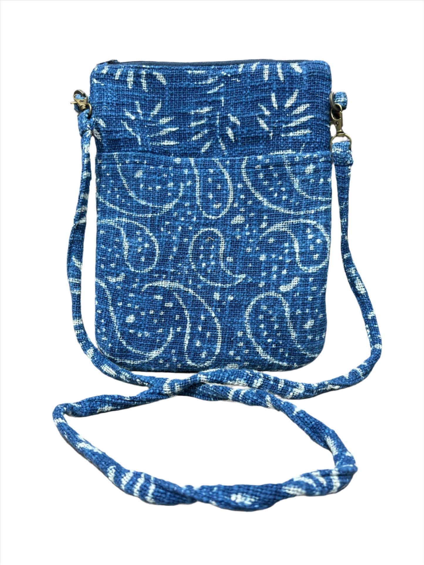 Natural Indigo Block Print Passport Bag