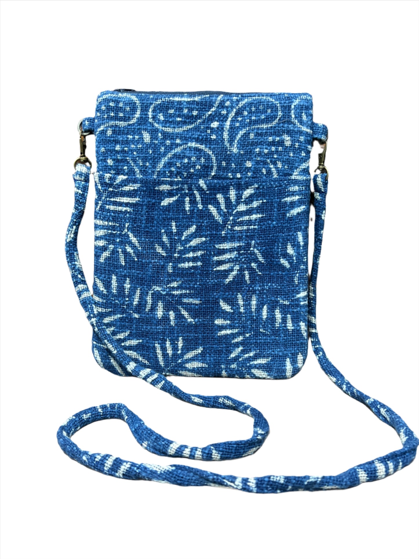Natural Indigo Block Print Passport Bag