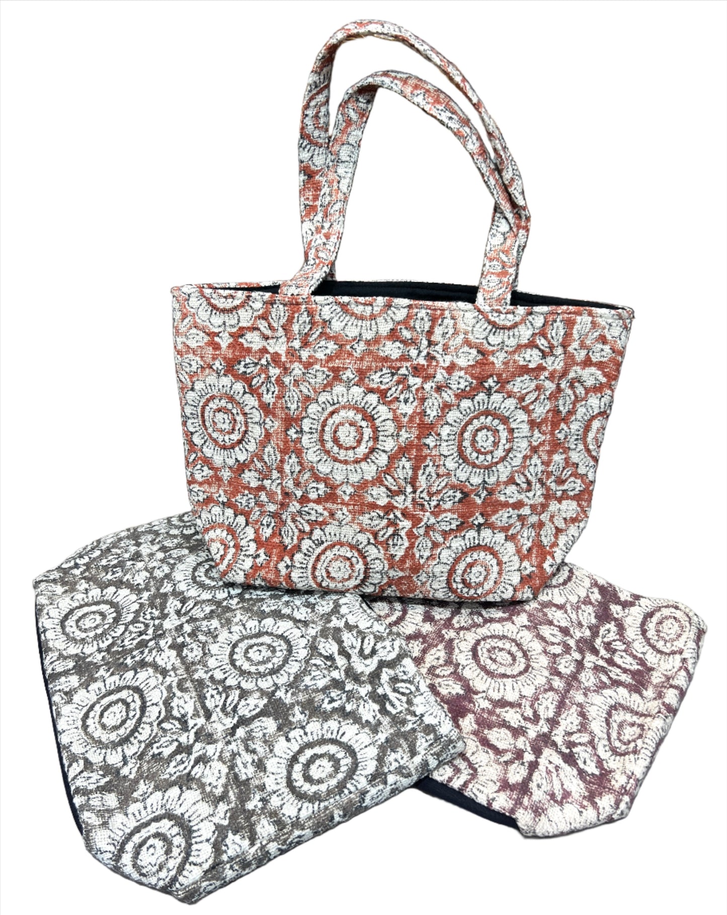 Flower Block Print Market Bag