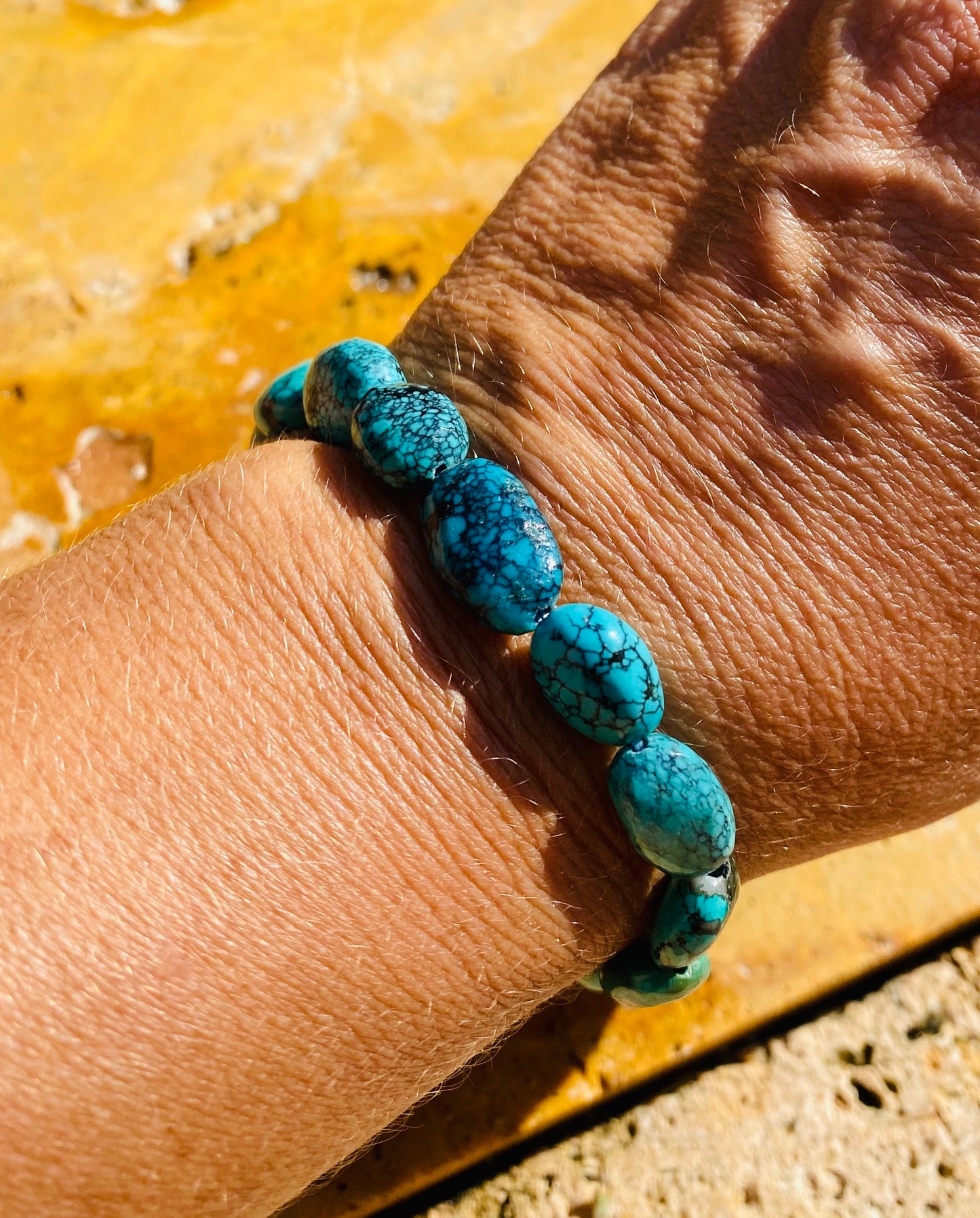Natural Turquoise Nugget Stretchy Bracelets