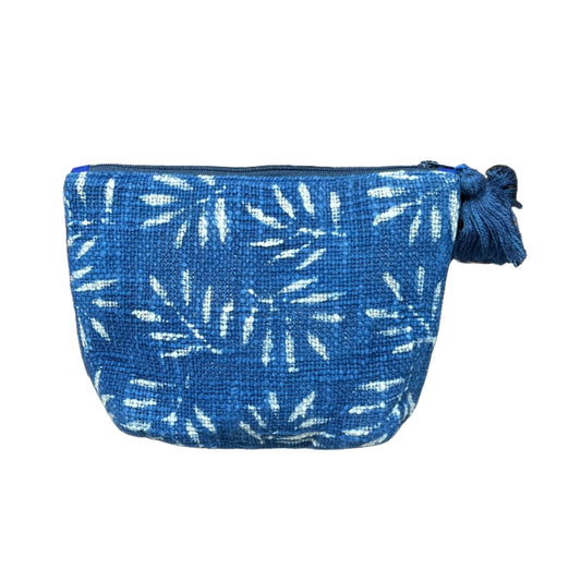 Natural Indigo Block Print Zipper Pouch