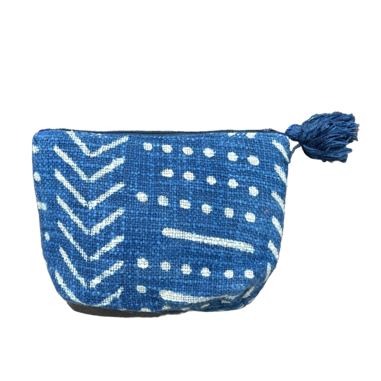 Natural Indigo Block Print Zipper Pouch