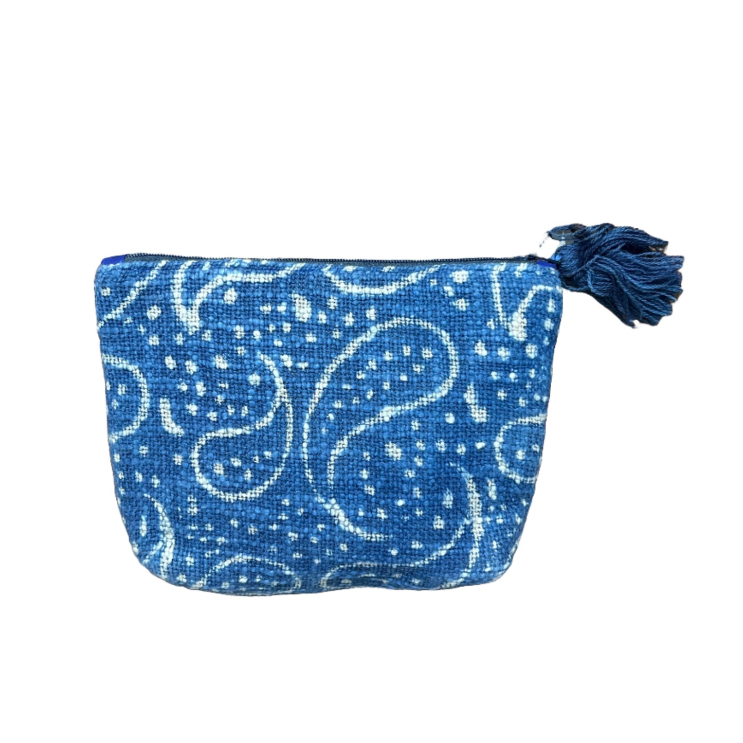 Natural Indigo Block Print Zipper Pouch