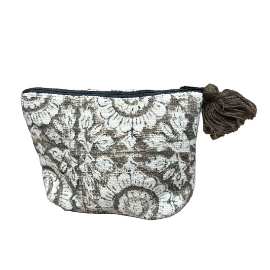 Flower Block Print Zipper Pouch