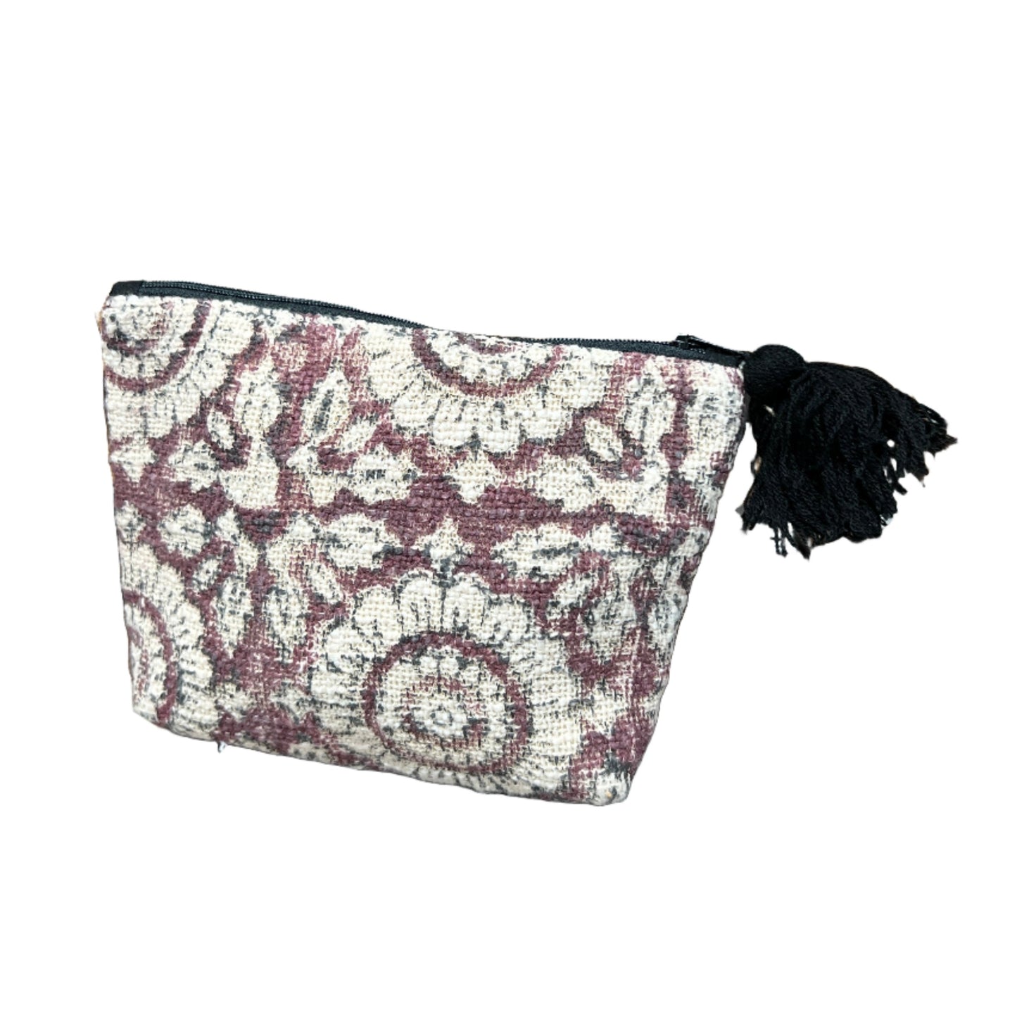 Flower Block Print Zipper Pouch