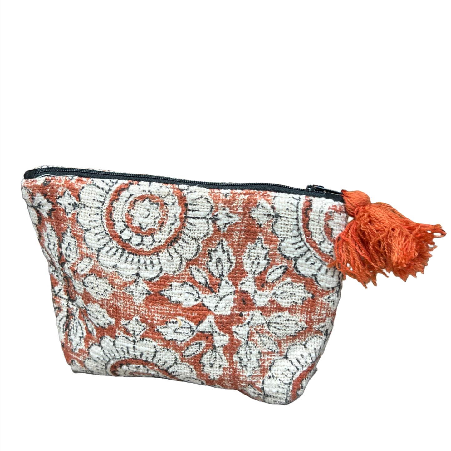 Flower Block Print Zipper Pouch