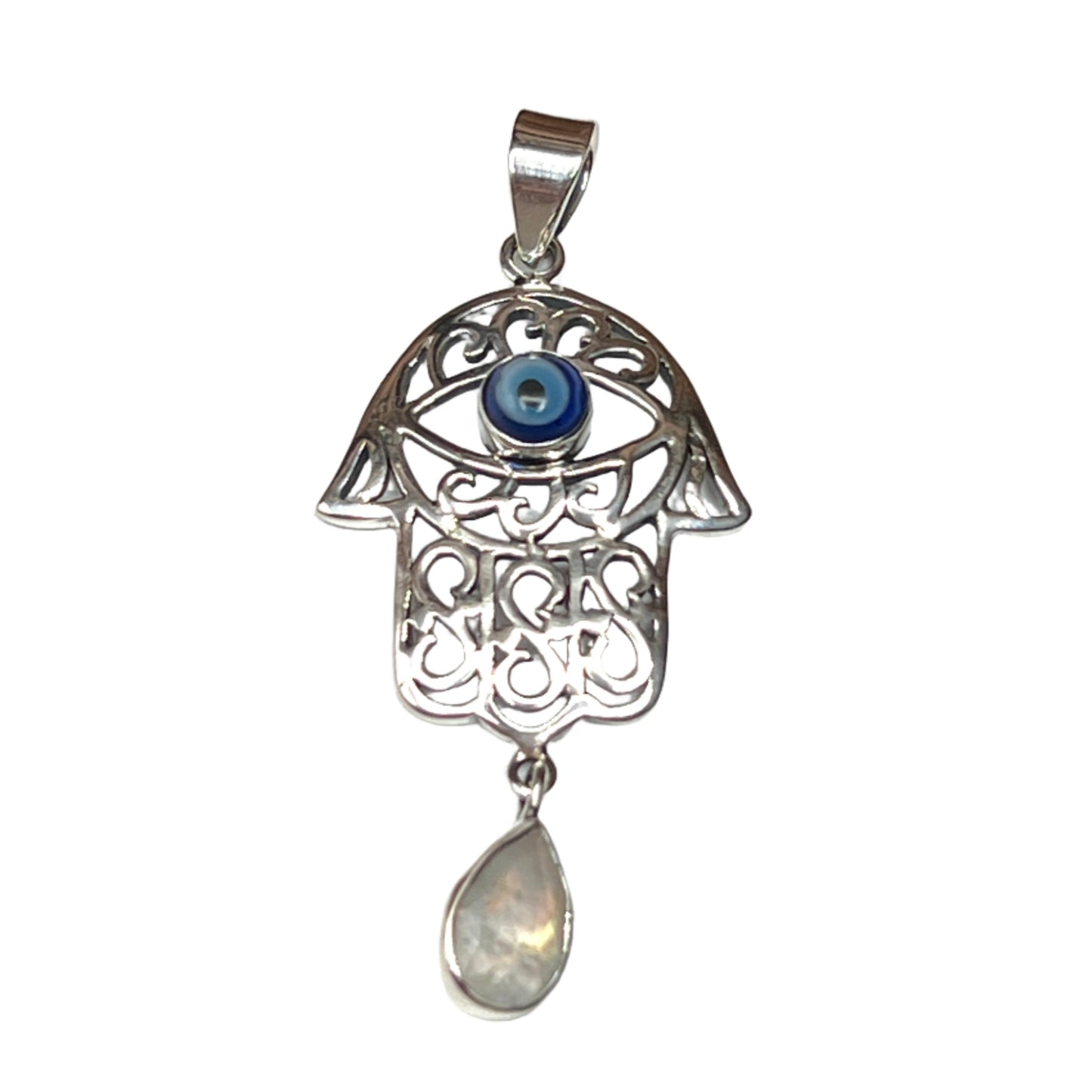 Hamsa & Moonstone Evil Eye Pendant