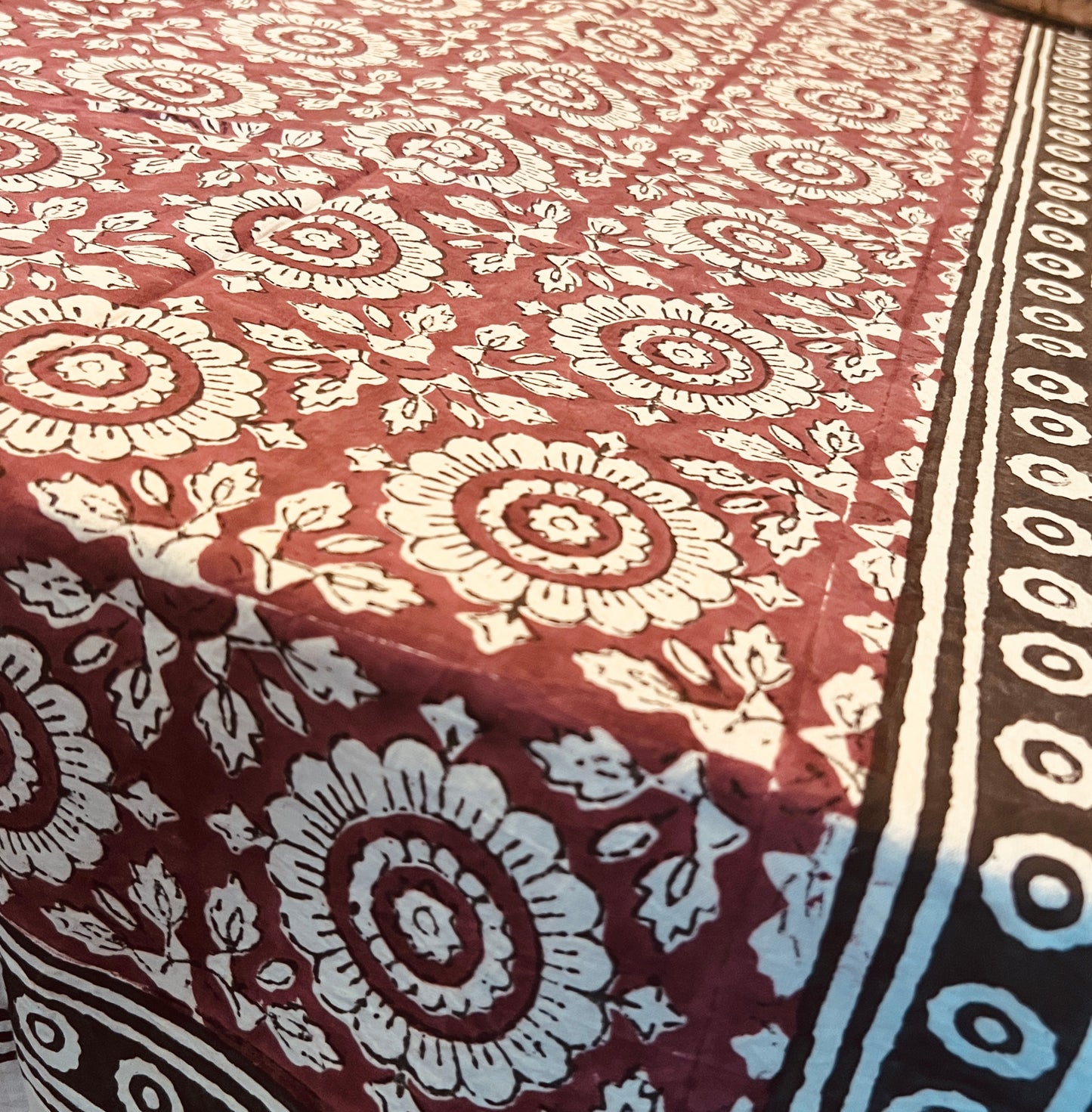 Flower Block Print Tablecloth