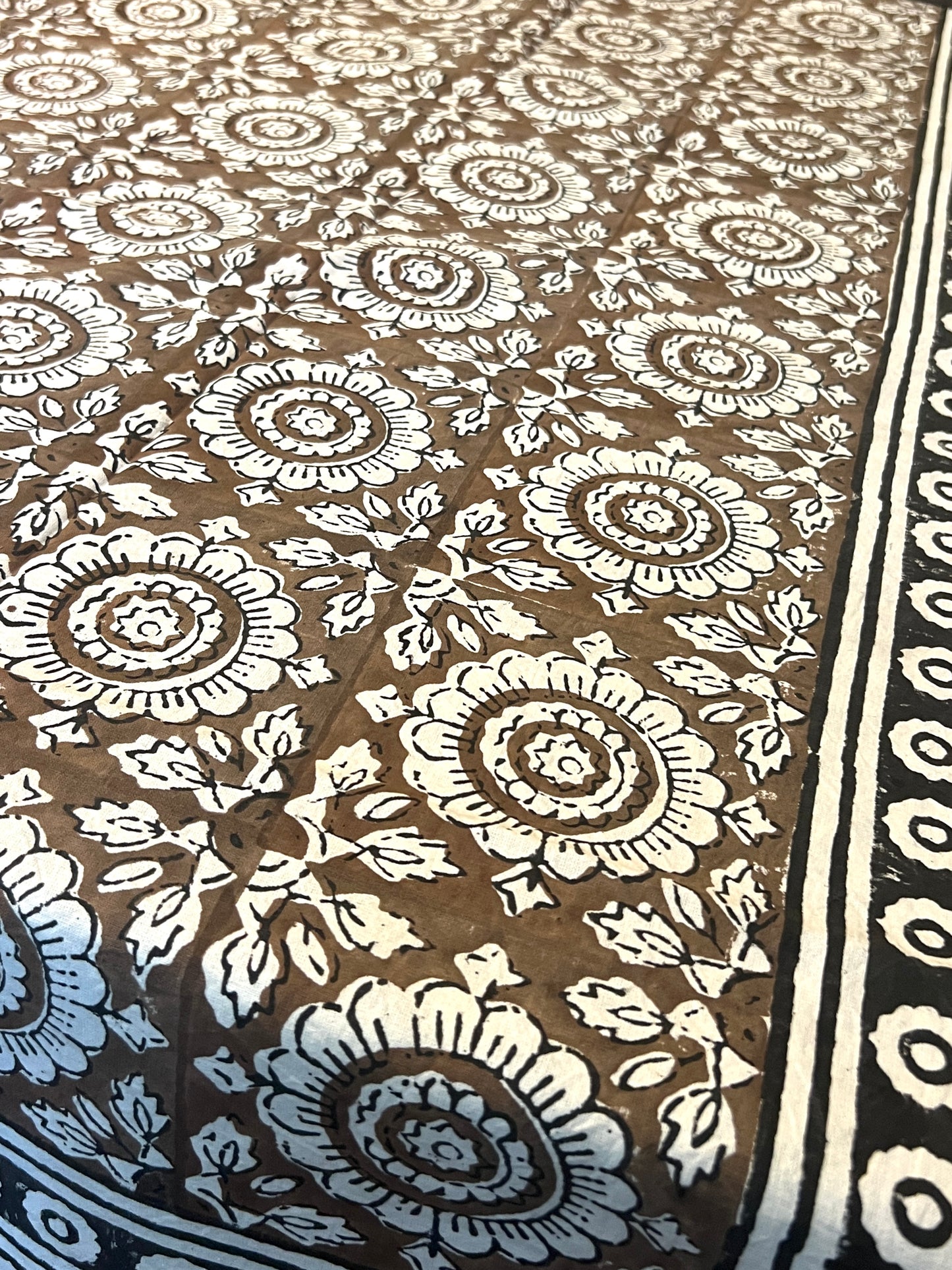 Flower Block Print Tablecloth
